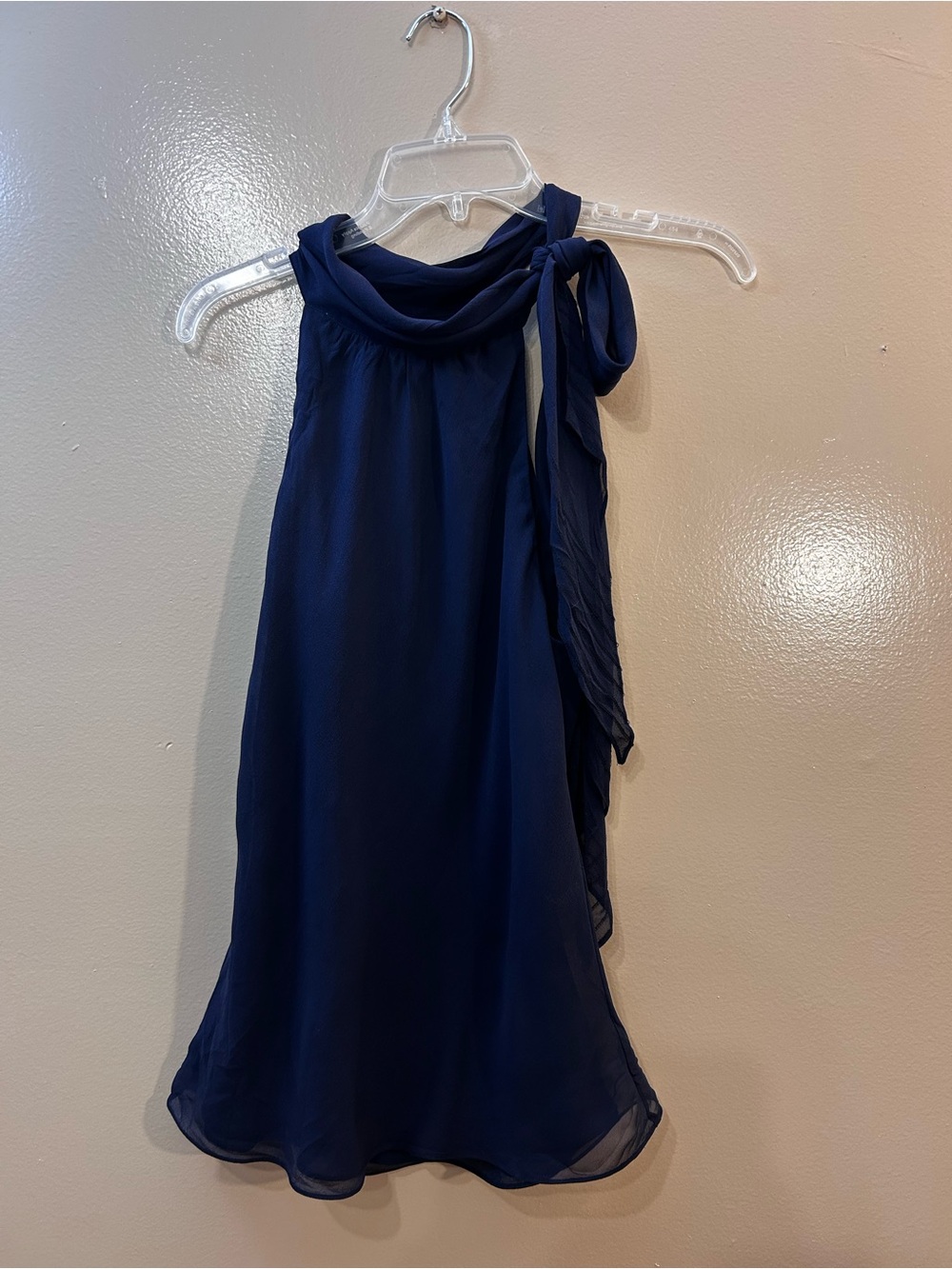 Ralph Lauren Navy Sleeveless Silk Bow Top